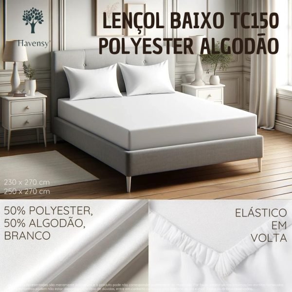 Lençol de baixo fitado TC150 polyester-algodão