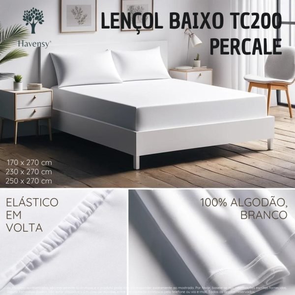 Lençol de baixo fitado TC200 percale