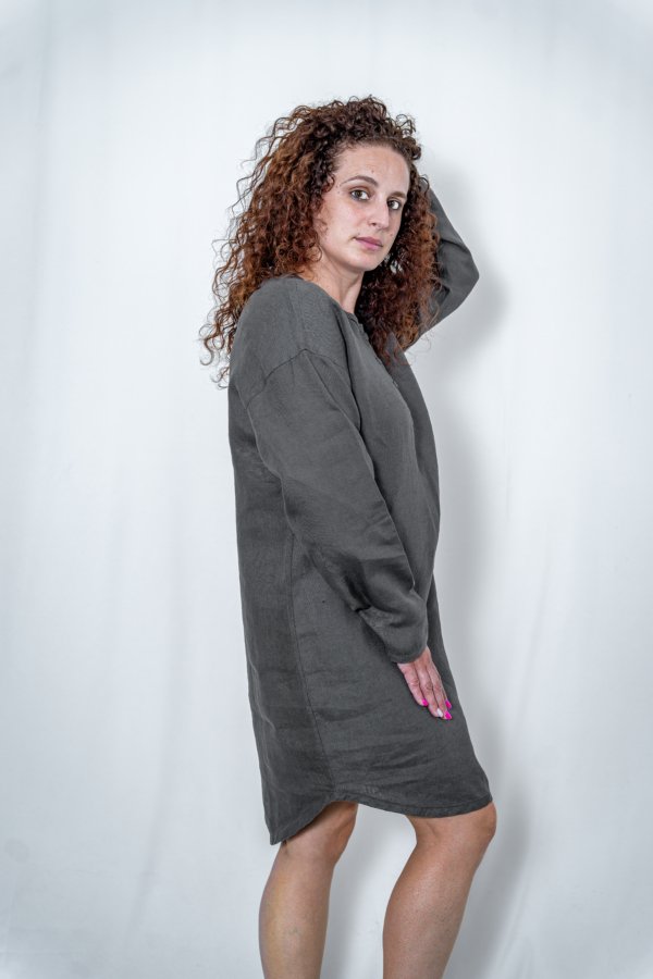 Camisa de Dormir Linho Cinza Mulher - Image 3