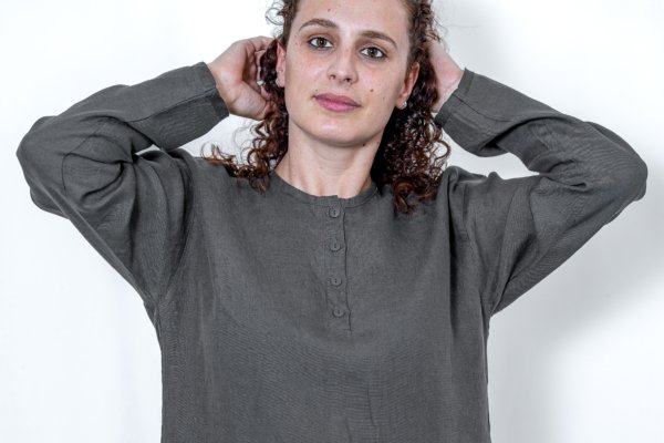 Camisa de Dormir Linho Cinza Mulher - Image 2