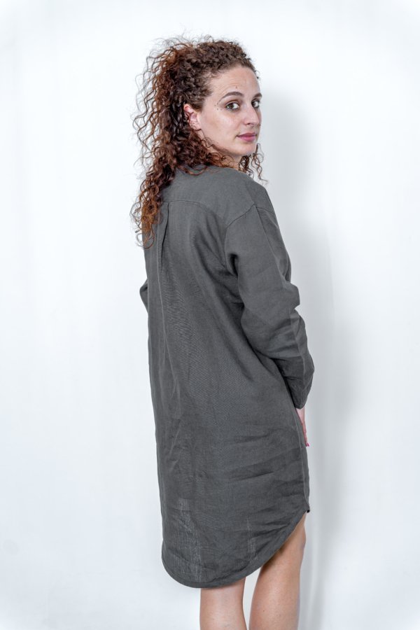Camisa de Dormir Linho Cinza Mulher - Image 4