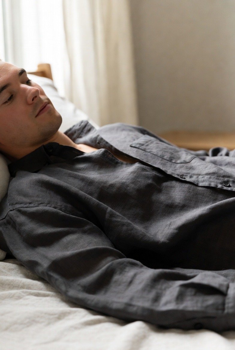 Camisa Linho Cinza Homem - Image 7