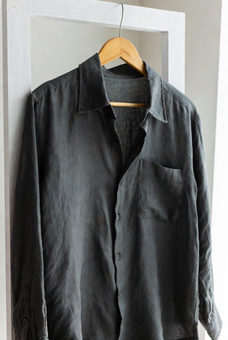 Camisa Linho Cinza Homem - Image 4